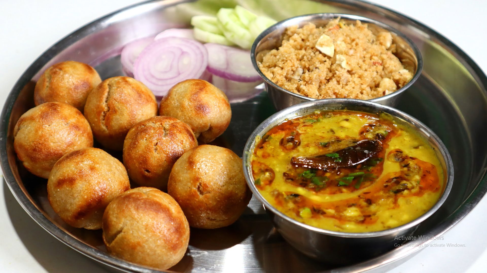 dal batti served in a plate